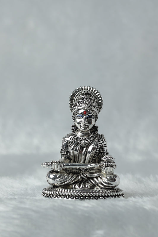 Silver plated antrique finish Saraswati Maa