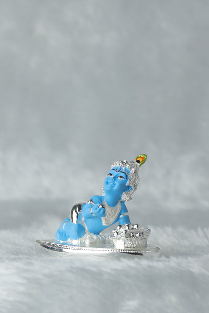 Laddu Gopal Silver plated with blue Colour