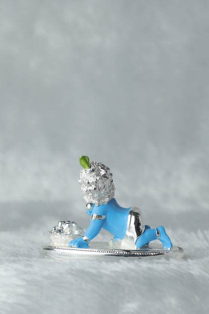 Laddu Gopal Silver plated with blue Colour