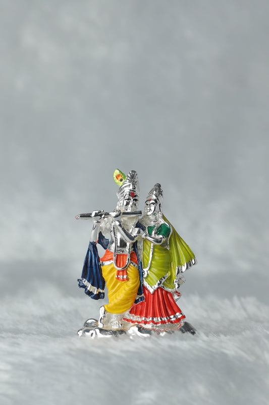 Radha Krishana Silver plated with Painting