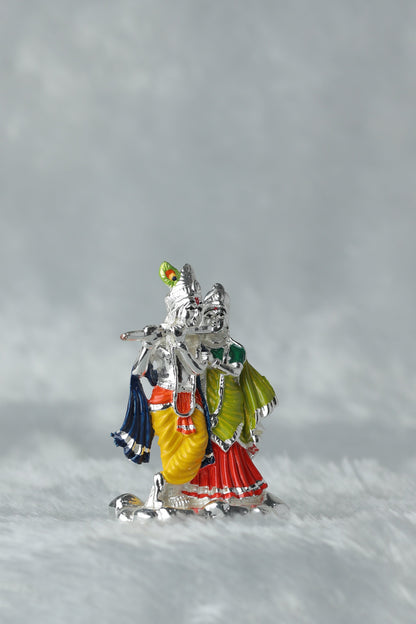 Radha Krishana Silver plated with Painting